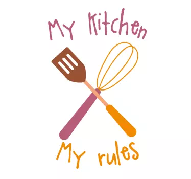 Adesivo autocolante para Cozinha Minha cozinha minhas regras impr - TenStickers