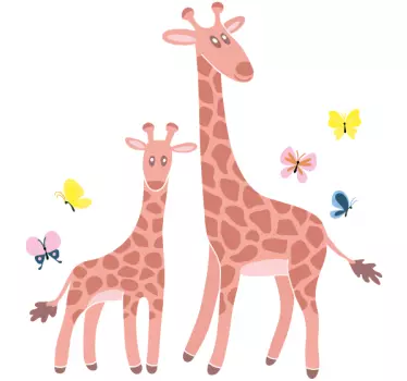 Autocolantes de animais diversos Girafa-borboleta pai e filho - TenStickers