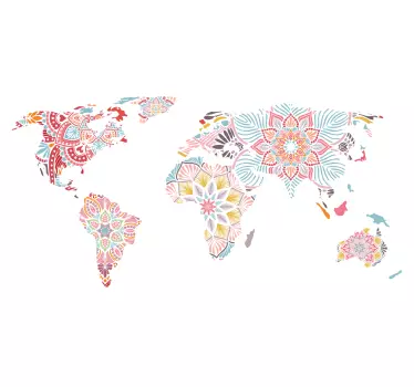 Autocolante decorativo mapa mundo Mapa mundial da mandala - TenStickers