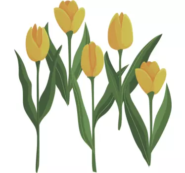 Autocolantes flores 5 tulipas amarelas - TenStickers