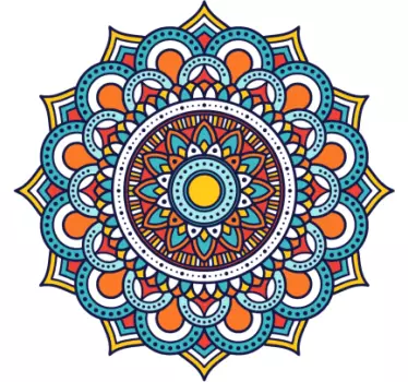 Vinil com padrões florais Mandala floral colorida - TenStickers