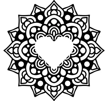 Vinil com padrões florais Mandala com moldura em forma de coração - TenStickers