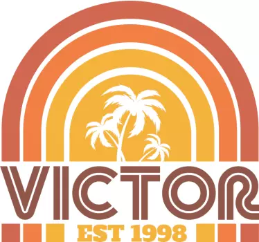 Autocolante vintage tropical arqueado com nome - TenStickers