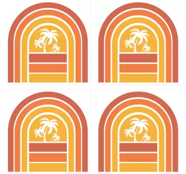 Adesivos azulejos Pôr do sol retro e palmas - TenStickers