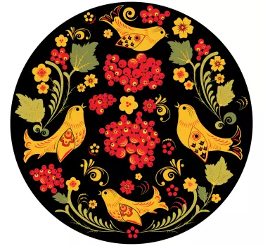Vinil com padrões florais Ornamento de folk eslovaco de fundo esc - TenStickers