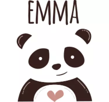 Autocolante decorativo para bebé Panda feliz com nome - TenStickers