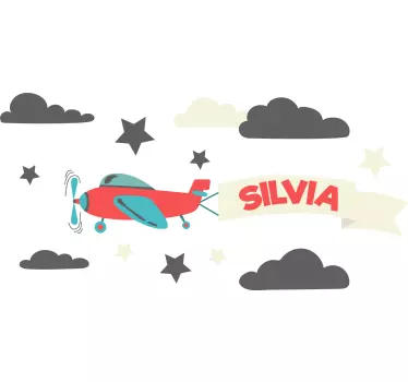 Autocolantes decorativos de ilustrações Aviões com nome e estrela - TenStickers