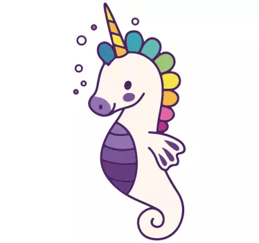 Autocolante decorativo com peixes Cavalo marinho de anime - TenStickers