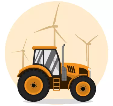 Autocolante animal trator com moinhos de vento - TenStickers