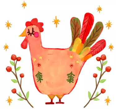 Autocolantes de pássaros e aves Galo floral - TenStickers