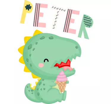 Autocolantes de dragões e dinossauros Bebê dinossauro com nome - TenStickers