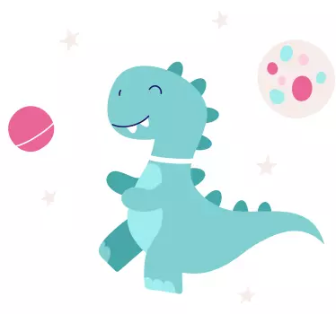 Autocolantes de dragões e dinossauros Dinossauro espacial e a lua - TenStickers