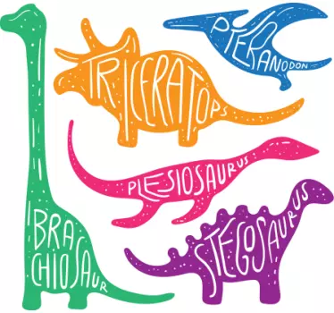 Autocolantes de dragões e dinossauros Dinossauro com sua espécie - TenStickers