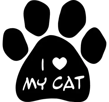 Vinil com animais de estimação Eu amo minha pegada de gato - TenStickers