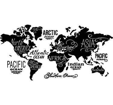 Autocolante decorativo mapa mundo Mapa do mundo com detalhes - TenStickers