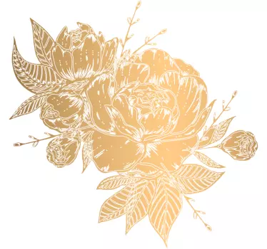 Autocolantes flores Peônia ouro - TenStickers