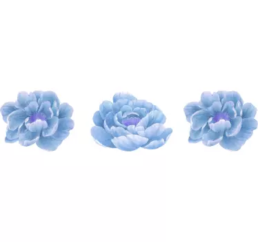 Autocolantes flores Peônia definida em azul - TenStickers