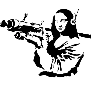 Autocolantes de arte Mona lisa com bazuca - TenStickers