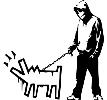 Autocolantes de arte Homem encapuzado com cão latindo - TenStickers