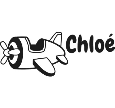 Autocolante para crianças nome personalizado do avião - TenStickers