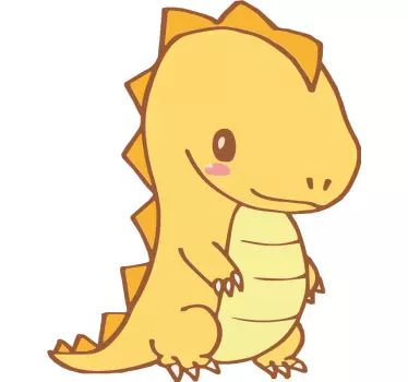 Autocolantes de dragões e dinossauros Dinossauro laranja fofo sor - TenStickers
