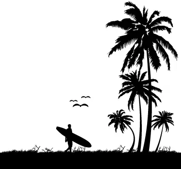 Autocolante decorativo surfista praia tropical - TenStickers