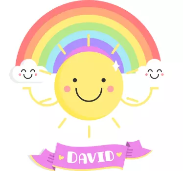 Autocolante decorativo para bebé Sol e arco-íris personalizados - TenStickers