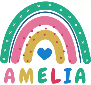 Autocolante decorativo para bebé Coração arco-íris personalizado - TenStickers