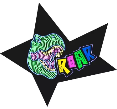 Autocolantes de dragões e dinossauros Rugido de dinossauro neon - TenStickers