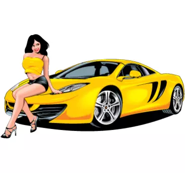 Autocolante original Speedster amarelo e pin up girl - TenStickers