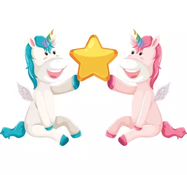 Autocolante para crianças unicórnios com estrela - TenStickers