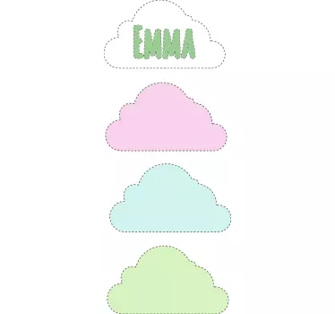 Autocolante decorativo para bebé Nuvens com nome - TenStickers
