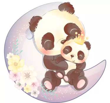 Vinil com animais selvagens Dois pandas na lua - TenStickers