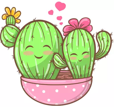 Autocolantes flores Dois cactos sorridentes - TenStickers