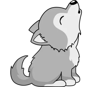 Vinil com animais selvagens Lobo sentado cartoon cinza - TenStickers