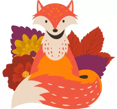 Vinil com animais selvagens Raposa nas folhas de outono - TenStickers