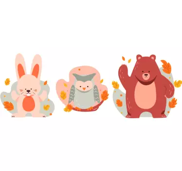 Autocolante trio de animais adoráveis - TenStickers