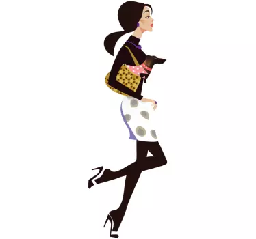 Senhora e cão compras vinil autocolante decorativo - TenStickers