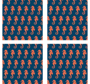 Adesivos azulejos Cavalo marinho laranja - TenStickers