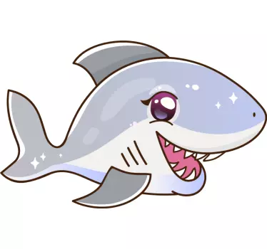 Autocolante personagem tubarão fofo - TenStickers