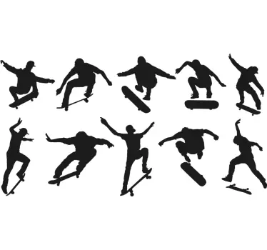 vinil decorativo para janelasde silhuetas de skate - TenStickers