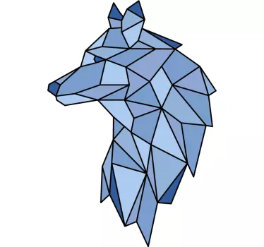 Vinil com animais selvagens Lobo geométrico nórdico azul - TenStickers
