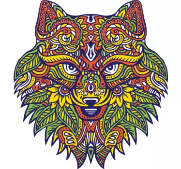 Vinil com animais selvagens Lobo mandala - TenStickers