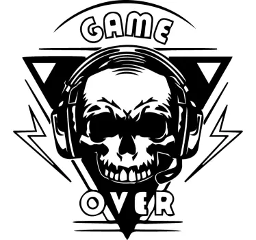 Autocolante videojogos emblema de fone caveira - TenStickers