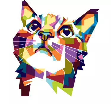 Autocolantes de arte Respingo de cor gato colorido - TenStickers