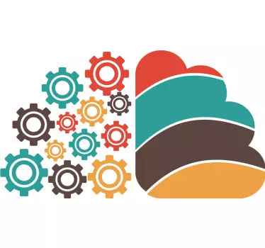 Autocolante geométrico padrões de engrenagens coloridas - TenStickers