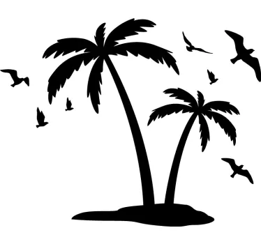 Autocolante árvore silhueta de palmeiras tropicais - TenStickers