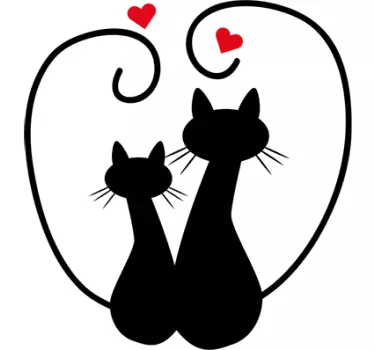 Vinis decorativos gato e coração - TenStickers