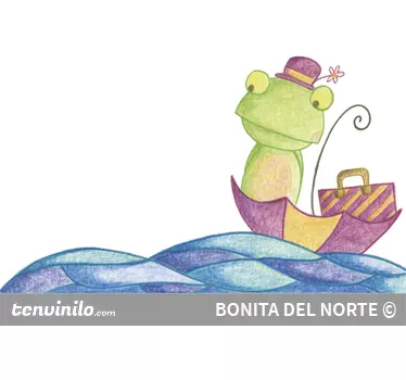 Autocolante infantil rã Ritita a navegar - TenStickers