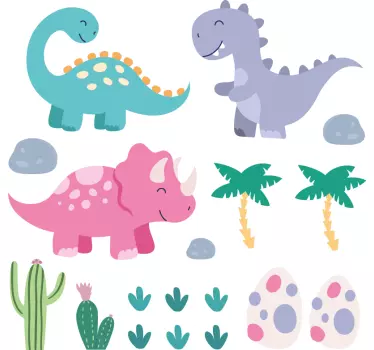 Autocolantes de dragões e dinossauros Conjunto fofo de dinossauro - TenStickers